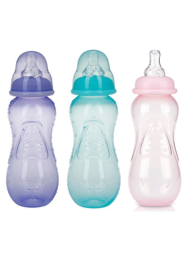 Nuby Nuby Non-Drip Standard Neck Bottles, 10 Ounce, Colors May Vary, 3 Count (Pack of 1)  - Image 4