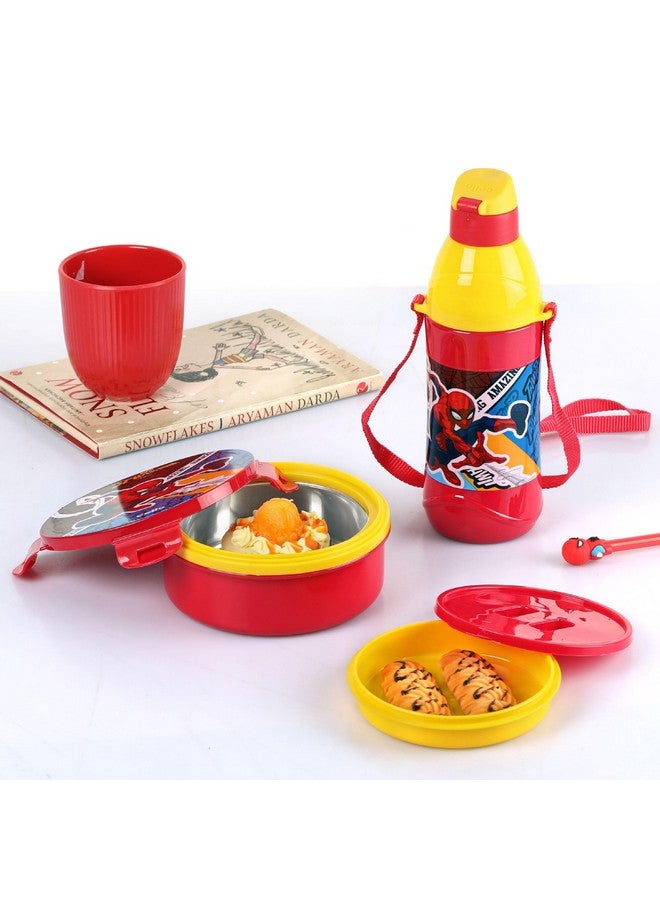 Cello CELLO Tiffy Spiderman Gift Set Insulated Lunch Box & Water Bottle for Kids | Tiffin Box 460 ml, Water Bottle 400 ml, Red & Yellow | Leak Proof | Easy to Clean | Ideal for School, Picnic  - Image 2