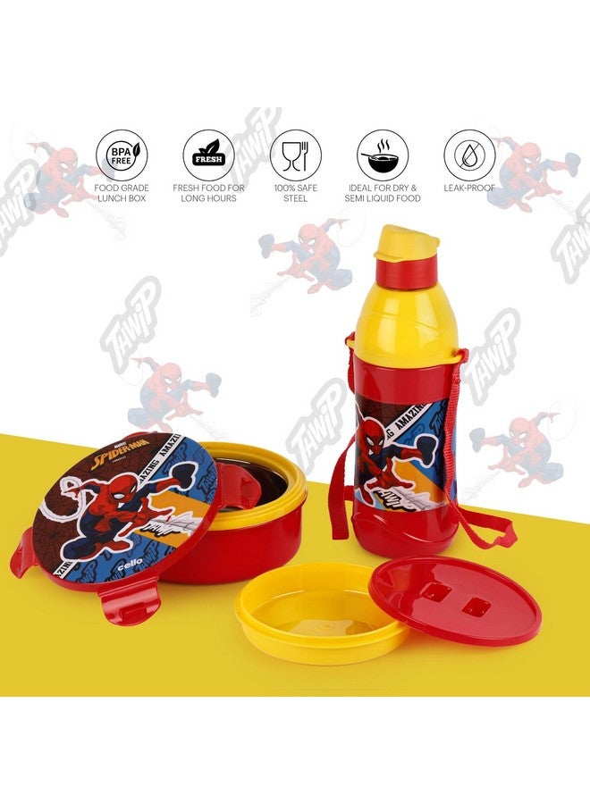 Cello CELLO Tiffy Spiderman Gift Set Insulated Lunch Box & Water Bottle for Kids | Tiffin Box 460 ml, Water Bottle 400 ml, Red & Yellow | Leak Proof | Easy to Clean | Ideal for School, Picnic  - Image 3
