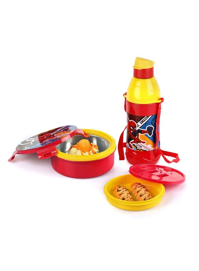 Cello CELLO Tiffy Spiderman Gift Set Insulated Lunch Box & Water Bottle for Kids | Tiffin Box 460 ml, Water Bottle 400 ml, Red & Yellow | Leak Proof | Easy to Clean | Ideal for School, Picnic  - Image 1