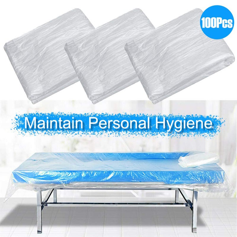 100Pcs Disposable Bedspread Covers Spa Massage Bed Sheets Transparent Waterproof Film - Image 1