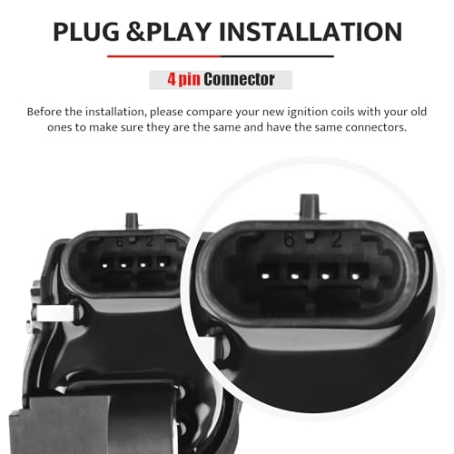 NPAUTO حزم لفائف الإشعال المستديرة وشمعات الإشعال تناسب V8 5.3 6.2 2014 2015 2016 2017 2018 2019 2020 شيفروليه سيلفرادو 1500 سوبربان تاهو كورفيت كامارو، جي إم سي سييرا يوكون XL، كاديلاك إسكاليد CTS ESV، UF742 - Image 4