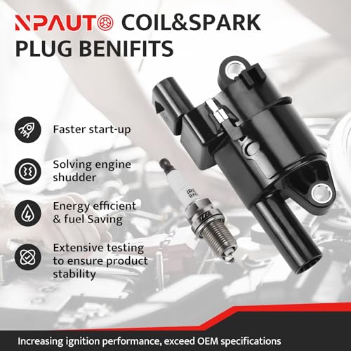 NPAUTO حزم لفائف الإشعال المستديرة وشمعات الإشعال تناسب V8 5.3 6.2 2014 2015 2016 2017 2018 2019 2020 شيفروليه سيلفرادو 1500 سوبربان تاهو كورفيت كامارو، جي إم سي سييرا يوكون XL، كاديلاك إسكاليد CTS ESV، UF742 - Image 2