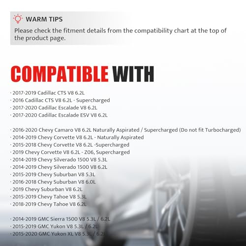 NPAUTO حزم لفائف الإشعال المستديرة وشمعات الإشعال تناسب V8 5.3 6.2 2014 2015 2016 2017 2018 2019 2020 شيفروليه سيلفرادو 1500 سوبربان تاهو كورفيت كامارو، جي إم سي سييرا يوكون XL، كاديلاك إسكاليد CTS ESV، UF742 - Image 3