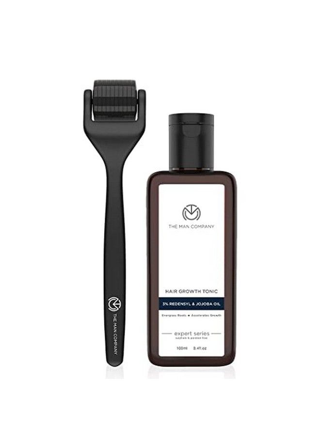 The Man Company - Hair Accelerator Duo ; Derma Roller + Hair Growth Tonic ; Activates Scalp & Follicles ; Increases Absorption ; Accelerates Hair Growth ; Stronger Thicker & Fuller Hair - Image 1