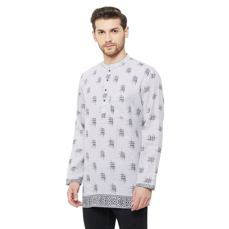 ARCHATTIRE Men’s Light Grey Printed Kurta for Men - Image 5