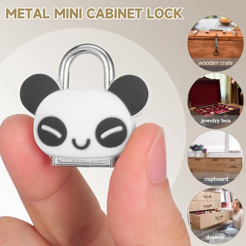 Cartoon Panda Mini Padlock with Key Metal Cabinet Lock for Luggage Handbag Safety 1pc Set - Image 4