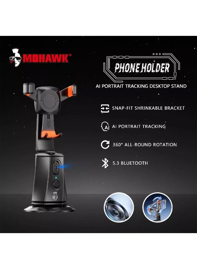 MOHAWK S1 AI Face Tracking Gimbal Stabilizer, 360° Auto Rotation Phone Holder, Intelligent Selfie Tracking, Silent Motor, Long Battery Life, One-Handed Smartphone Gimbal for TikTok, Vlogging, Live Streaming & Video Calls - Image 1