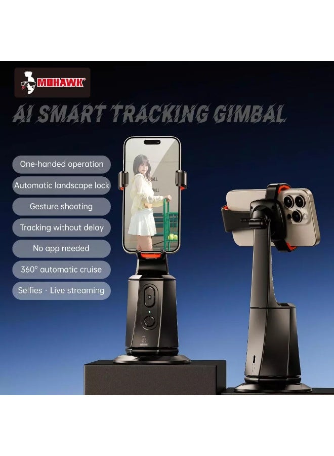 MOHAWK S1 AI Face Tracking Gimbal Stabilizer, 360° Auto Rotation Phone Holder, Intelligent Selfie Tracking, Silent Motor, Long Battery Life, One-Handed Smartphone Gimbal for TikTok, Vlogging, Live Streaming & Video Calls - Image 2
