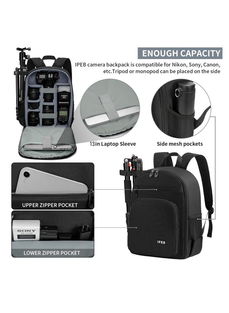 Hihonor Camera Backpack Bag for DSLR/SLR Mirrorless Camera Waterproof Tripod Holder, Rain Cover, Camera Case Compatible for Sony Canon Nikon  - Image 2