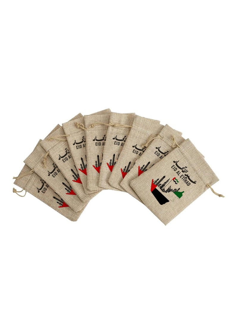 PRINTSHOP4ME Eid Al Etihad Gift Bags–Set Of 12 Burlap Bags–Perfect For Celebrating Eid Al Etihad–Reusable And Eco-Friendly Gift Bags–Perfect For Schools,Offices,Events  - Image 3