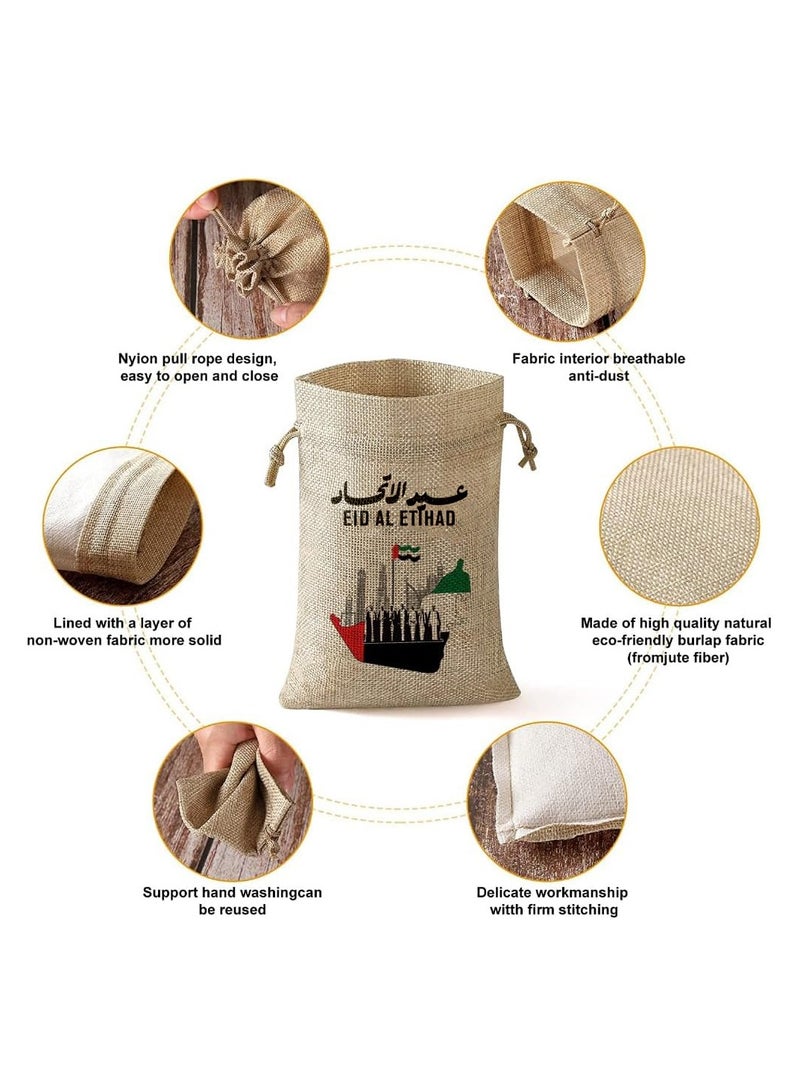 PRINTSHOP4ME Eid Al Etihad Gift Bags–Set Of 12 Burlap Bags–Perfect For Celebrating Eid Al Etihad–Reusable And Eco-Friendly Gift Bags–Perfect For Schools,Offices,Events  - Image 5