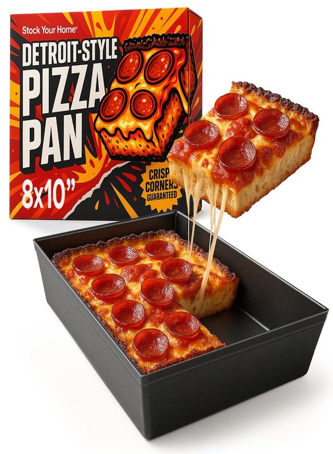 Stock Your Home 8x10 Detroit Style Pizza Pan - Non-Stick Deep Dish Aluminum Pan for Focaccia, Sicilian Bread, Brownies & Chicago-Style Pizza - Image 1