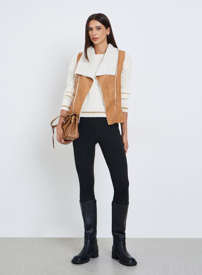 تايك تو جاكيت بدون أكمام بمظهر الشمواه وبطانة فليس - Image 2