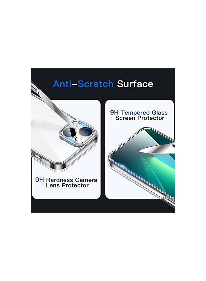 JETech 5 in 1 Case for iPhone 13 6.1-Inch, with 2-Pack Screen Protector and Camera Lens Protector, Non-Yellowing Shockproof Bumper Phone Cover, Full Coverage Tempered Glass Film (Clear) - Image 3