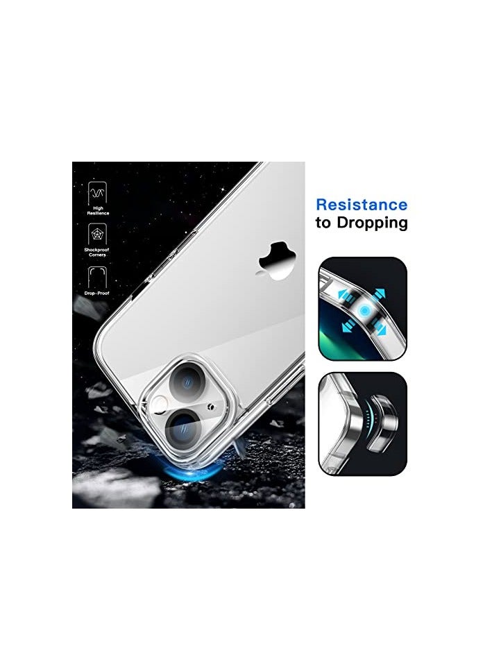 JETech 5 in 1 Case for iPhone 13 6.1-Inch, with 2-Pack Screen Protector and Camera Lens Protector, Non-Yellowing Shockproof Bumper Phone Cover, Full Coverage Tempered Glass Film (Clear) - Image 4