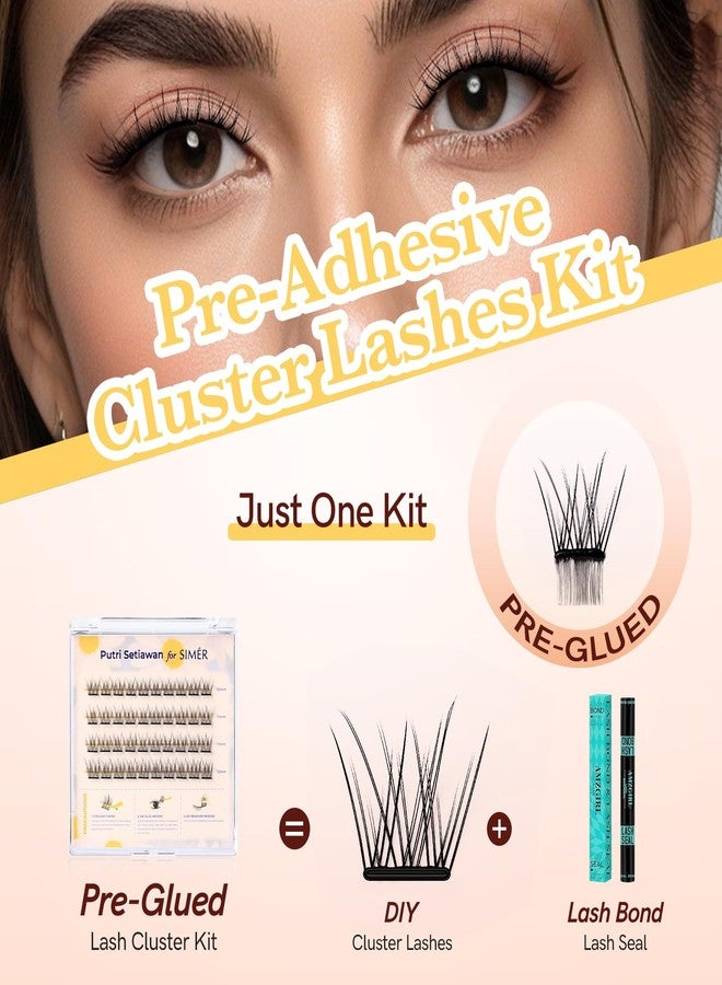 SIMER Self Adhesive Eyelashes Natural Wispy Clusters Press on Lash No Glue Needed Eyelash 10-12mm C Curl With Lash Tweezers Easy Apply on Lashes for Beginners (Daisy Style) - Image 3