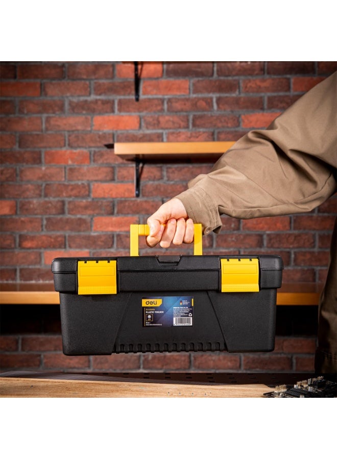 Deli 17-Inch Plastic Tool Box - Heavy Duty Storage Case with Secure Latches - Large Capacity Organizer for Tools & Equipment - Image 5