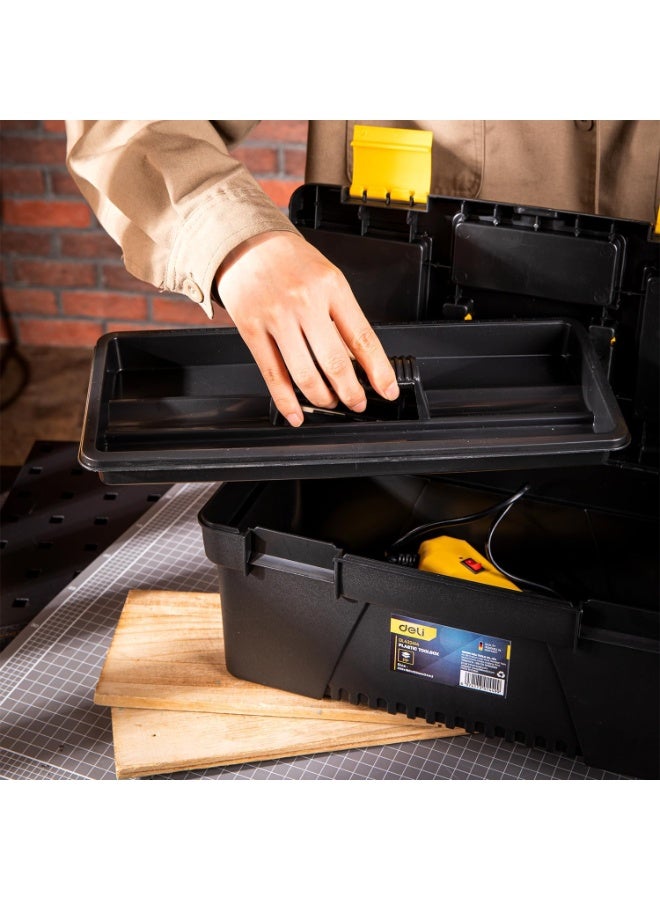 Deli 17-Inch Plastic Tool Box - Heavy Duty Storage Case with Secure Latches - Large Capacity Organizer for Tools & Equipment - Image 2