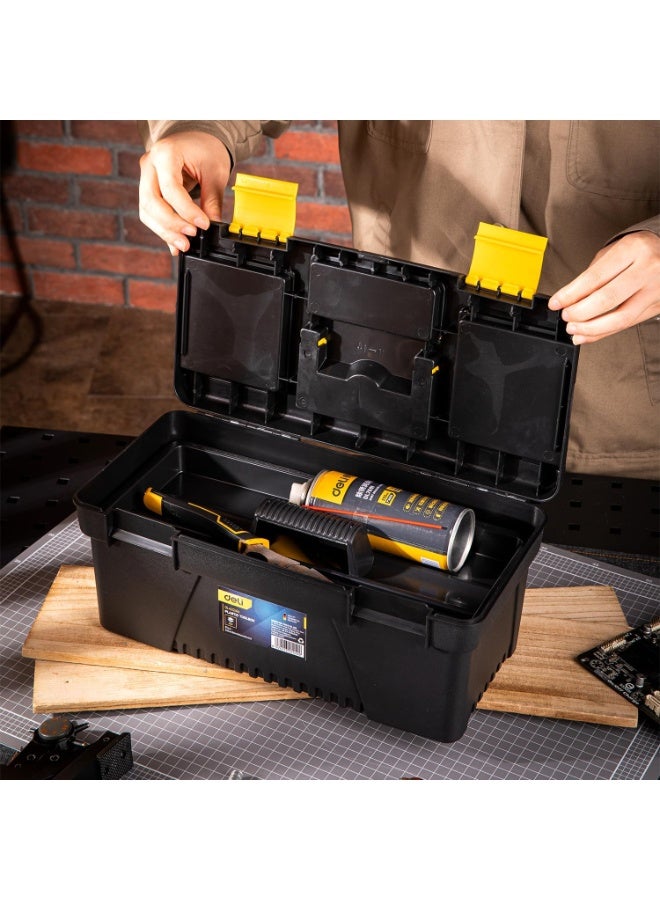 Deli 17-Inch Plastic Tool Box - Heavy Duty Storage Case with Secure Latches - Large Capacity Organizer for Tools & Equipment - Image 3