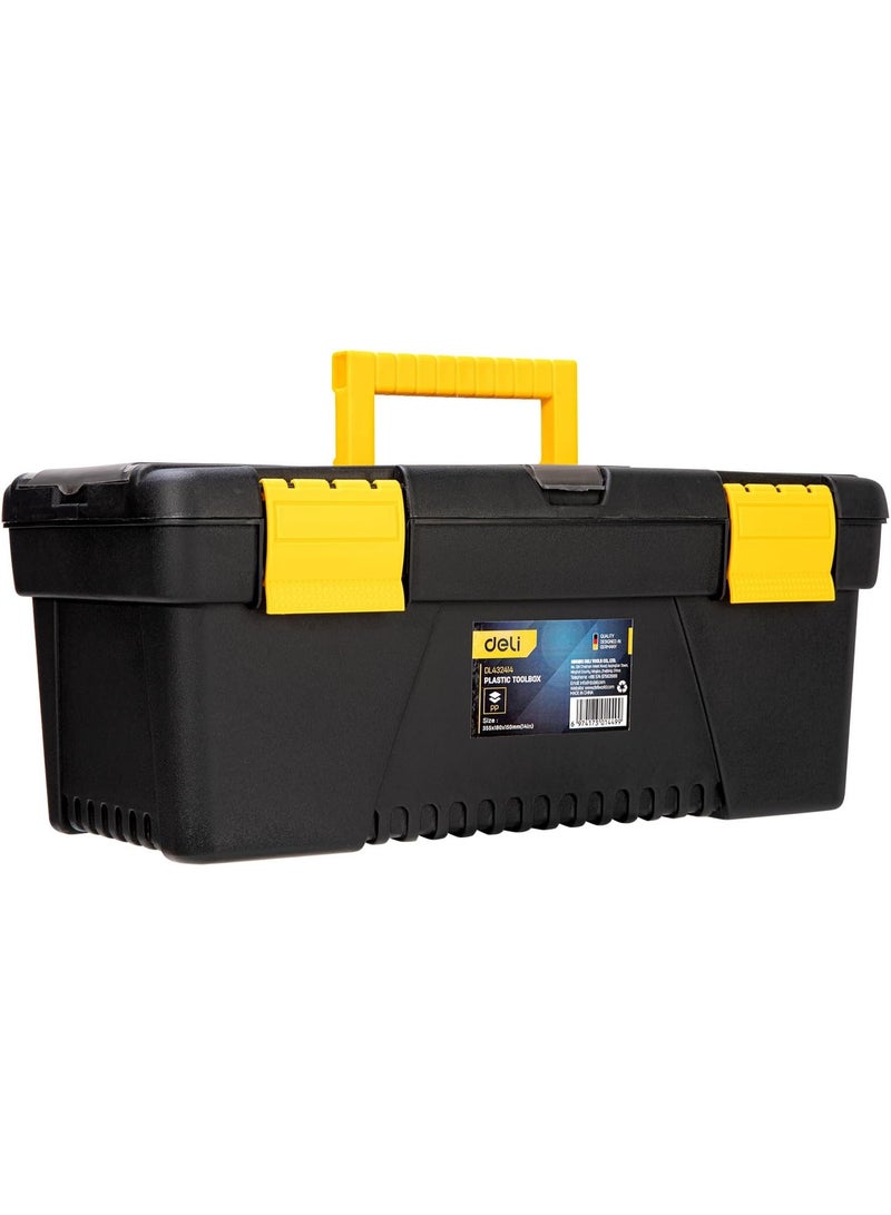 Deli 17-Inch Plastic Tool Box - Heavy Duty Storage Case with Secure Latches - Large Capacity Organizer for Tools & Equipment - Image 1