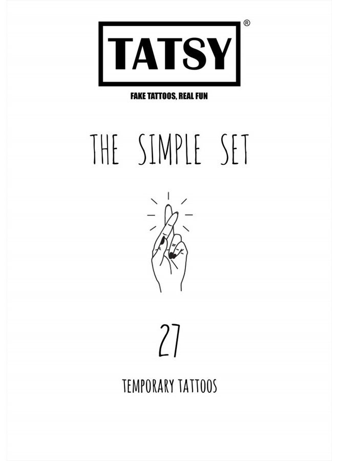 Tatsy Temporary Tattoo Set By Tatsy, The Simple Set, For Women and Men, Original, Unique Design, Cover Up, Modern, Hipster, Minimalistic Tiny, Urban, Writing, Stars, Anchor, Heart, Hands, Waterproof Tattoos - Image 2