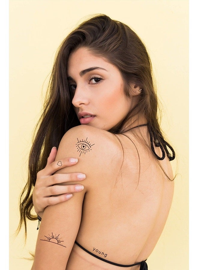 Tatsy Temporary Tattoo Set By Tatsy, The Simple Set, For Women and Men, Original, Unique Design, Cover Up, Modern, Hipster, Minimalistic Tiny, Urban, Writing, Stars, Anchor, Heart, Hands, Waterproof Tattoos - Image 3