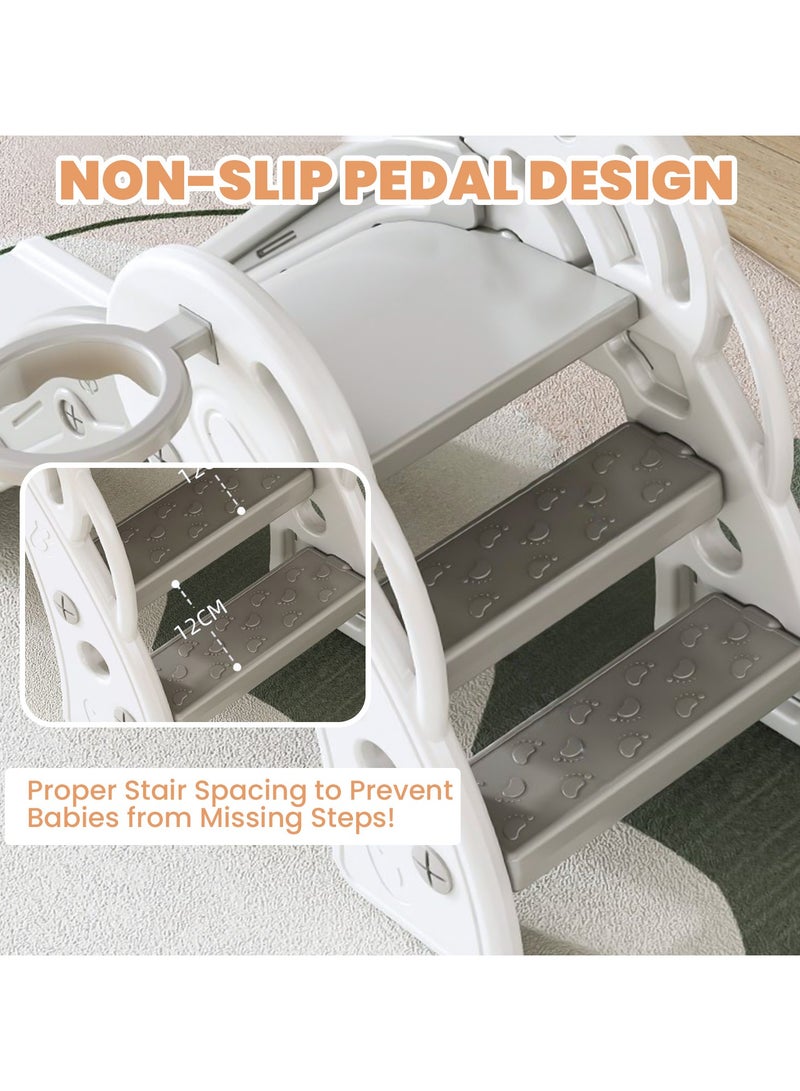 VUCATIN Toddler Slide Kids Indoor Outdoor Playset with Basketball Hoop Foldable Baby Plastic Climber for Kids Age 1-3 (Grey) - Image 3