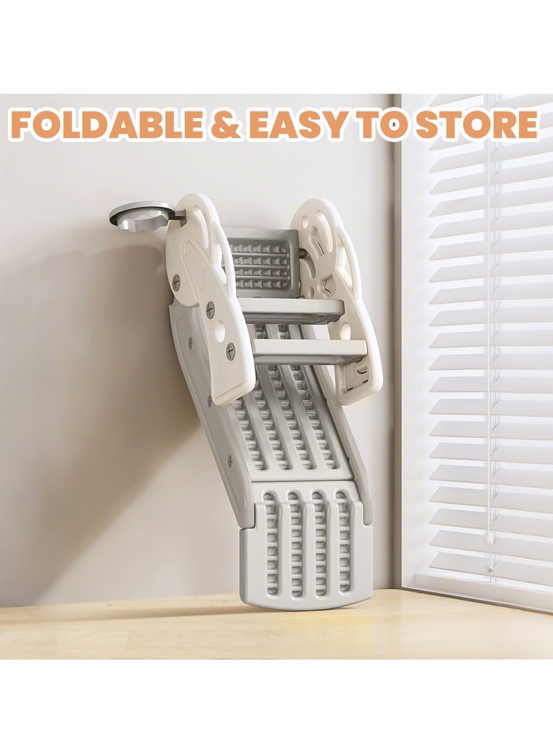 VUCATIN Toddler Slide Kids Indoor Outdoor Playset with Basketball Hoop Foldable Baby Plastic Climber for Kids Age 1-3 (Grey) - Image 4