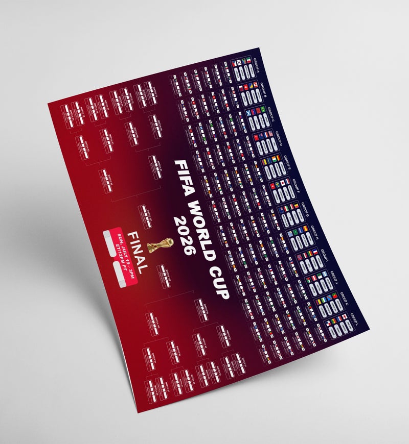 2026 FIFA World Cup Match Schedule Poster A3 Size  ( PRINT ONLY )– Full Tournament Bracket Wall Chart, Football Fixtures Planner, Soccer Fan Wall Art, Soccer Memorabilia Gift for Football Fans