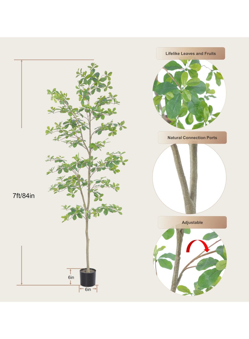 Arabest Faux Black Olive Tree 7ft, Tall Faux Trees Indoor with Natural Trunk and Realistic Leaves. 7 Feet(84in) Artificial Tree for Home Office Décor. - Image 2