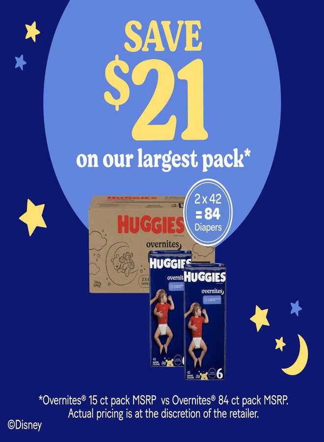 Huggies Size 6 Overnites Baby Diapers: Overnight Diapers, Size 6 (35+ lbs), 84 Ct (2 Packs of 42), Packaging May Vary - Image 5