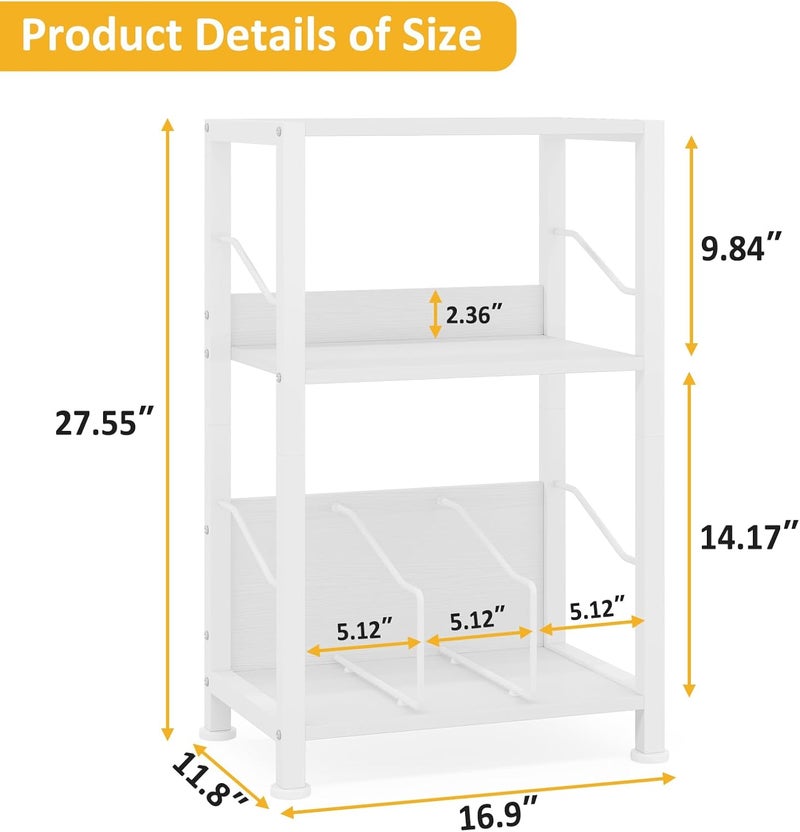 Hosfais - 3 Tier Record Player Stand, Retro Vinyl Record Storage Rack for Living Room and Bedroom (White) - Image 3