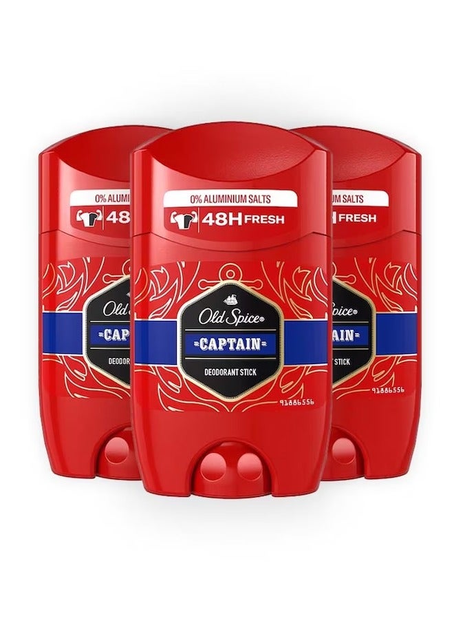 Old Spice Captain Deodorant Stick For Men, 3 x 50 ml - Image 2
