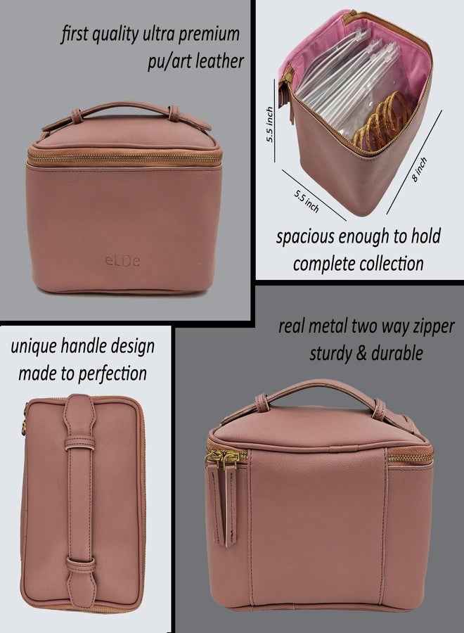 ELDE Cosmetic Bag, Jewellery Bag for Storage, Jewellery Organizer Bag, Cosmetic Organizer Box, Accessory Bag for Travel, Makeup Storage Bag, Storage Organizer Bag, Cosmetic Bag for Women (Peach) - Image 3