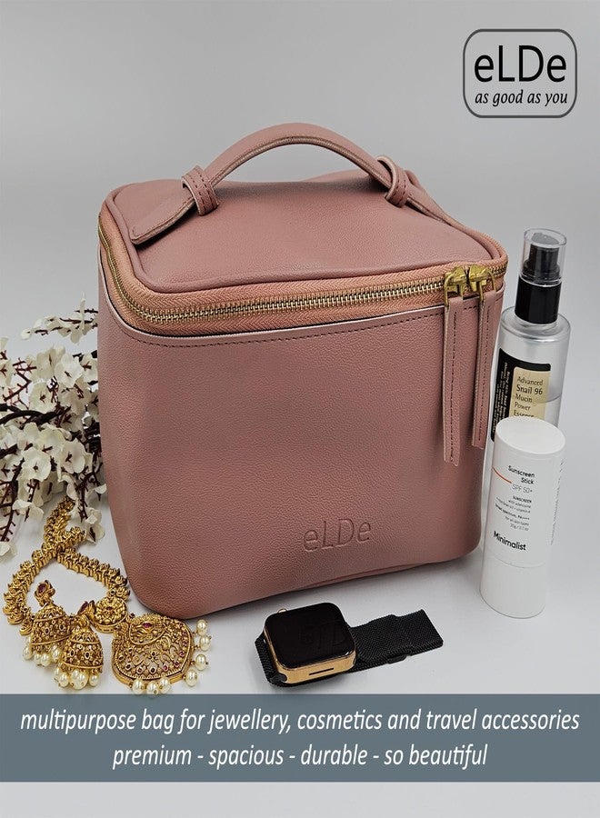 ELDE Cosmetic Bag, Jewellery Bag for Storage, Jewellery Organizer Bag, Cosmetic Organizer Box, Accessory Bag for Travel, Makeup Storage Bag, Storage Organizer Bag, Cosmetic Bag for Women (Peach) - Image 2