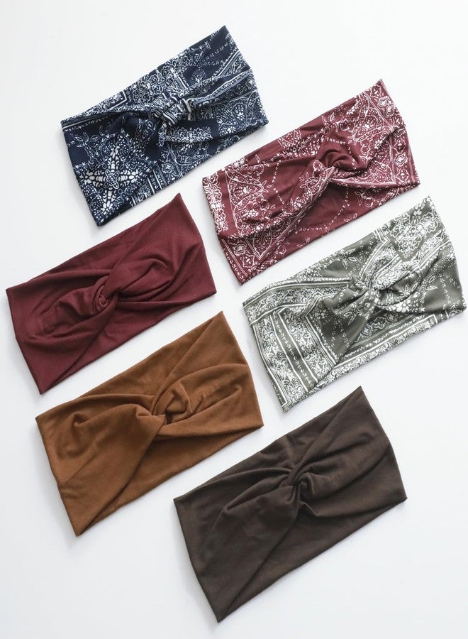 Artilady 6 Pack Boho Headbands for Women - Wide Bandana Headband Non Slip Stretchy Cheetah Paisley Print Turban Headwarp Twisted for Girls - Image 1