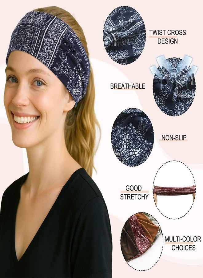 Artilady 6 Pack Boho Headbands for Women - Wide Bandana Headband Non Slip Stretchy Cheetah Paisley Print Turban Headwarp Twisted for Girls - Image 5