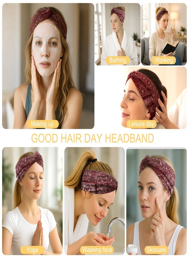 Artilady 6 Pack Boho Headbands for Women - Wide Bandana Headband Non Slip Stretchy Cheetah Paisley Print Turban Headwarp Twisted for Girls - Image 4