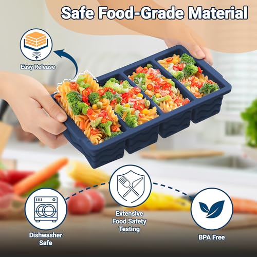Doasuwish Silicone Freezer Tray for Soup Sauce Cube 2Pcs (Dark Blue) - Image 3