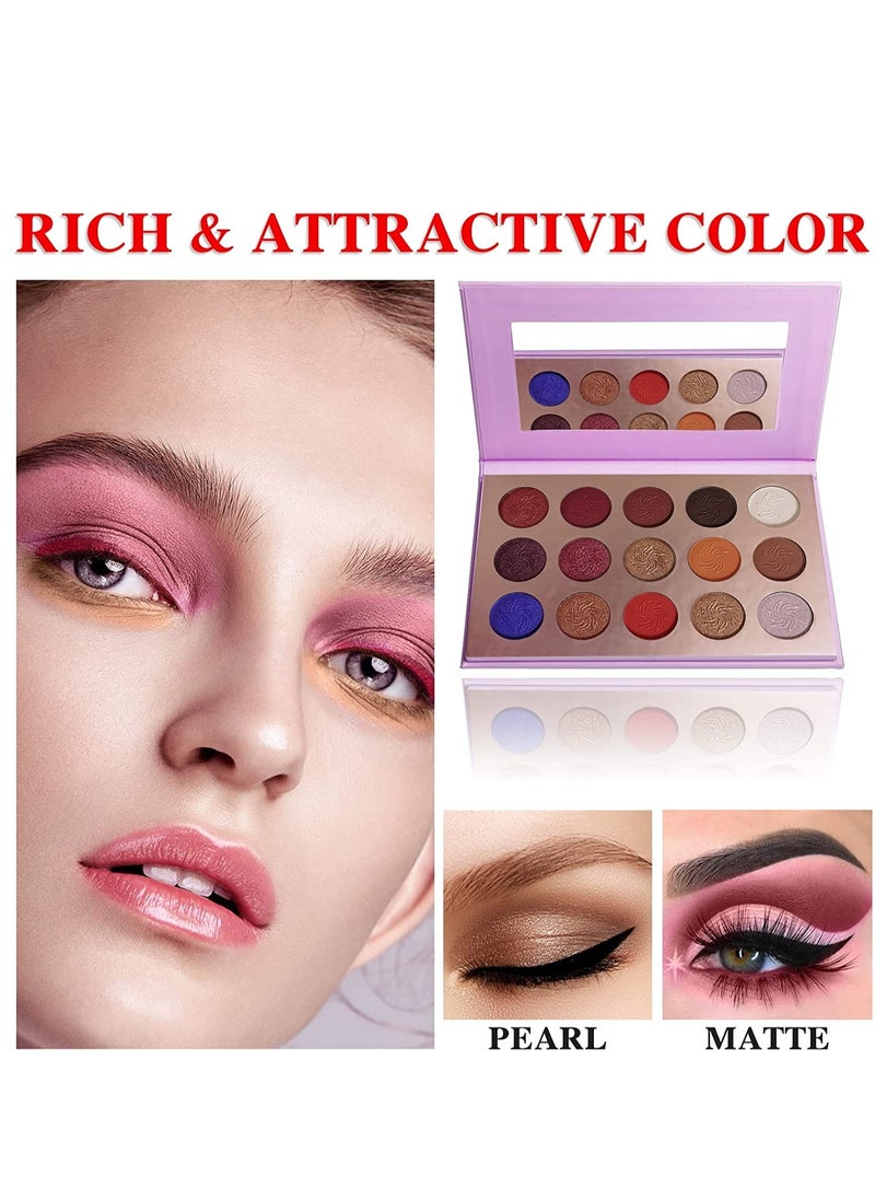 SYOSI - Purple Eyeshadow Palette 15 Colors Eye Shadow Pallete Sets Highly Pigmented Matte Glitter Colorful Long Lasting Blendable Dream Purple Pink Dark Red Violet Makeup Pallet for Women - Image 1