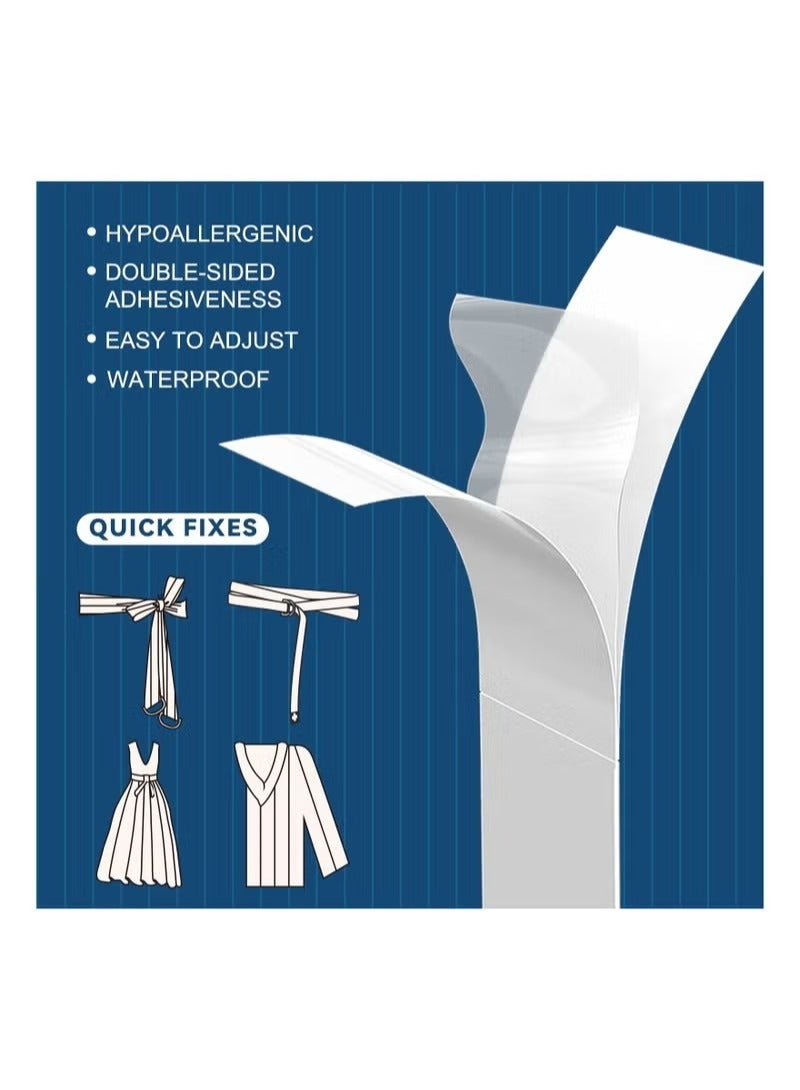 Double Sided Tape for Clothes Body Strength Tape Adhesive on Skin and Fabrics Clear Tape for All Skin Tones and Fabrics 80 Strips - Image 2