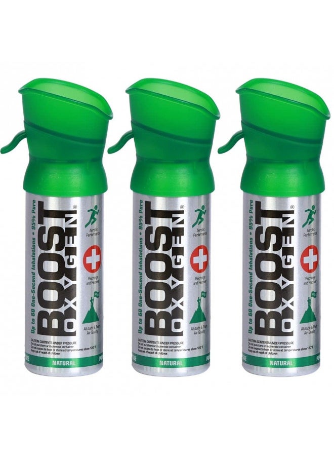 BOOST OXYGEN Boost Oxygen Pocket Size Natural Aroma 3 Liter Portable Oxygen Canister | Respiratory Support for Aerobic Recovery, Altitude, Performance and Health (3 Pack)  - Image 1