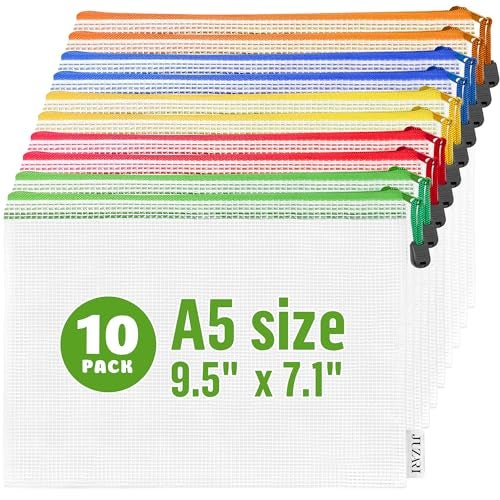 JUZARI Mesh Zipper Pouch Bags A510 Pack Plastic Zipper Pouches for Organizing 95x71  Mesh Pouch with Zippers Bags for Organizing  Zippered Bag for Office Supplies Travel Accessories Receipts Makeup