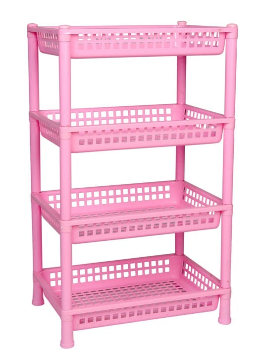 Arises 4Layers Multipurpose Foldable Pink Storage Basket with Combo