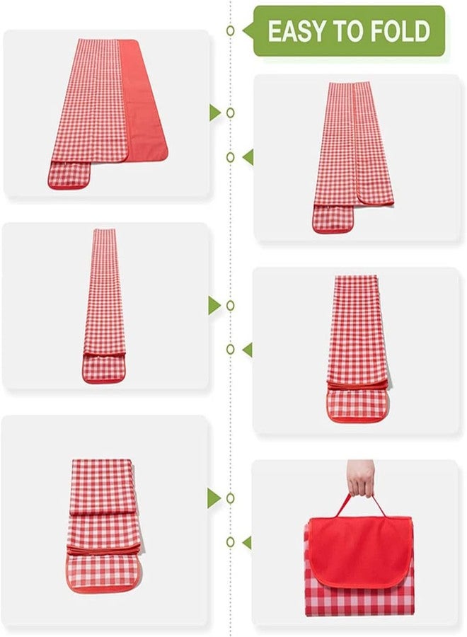 Afrodite Polyester Picnic Beach Camping Rectangular Blankets, Outdoor Picnic Mat For Family, Beach, Park, Travel, Camping, Hiking And Music Festivals With Bags(57" X 79") (Red) - Image 4