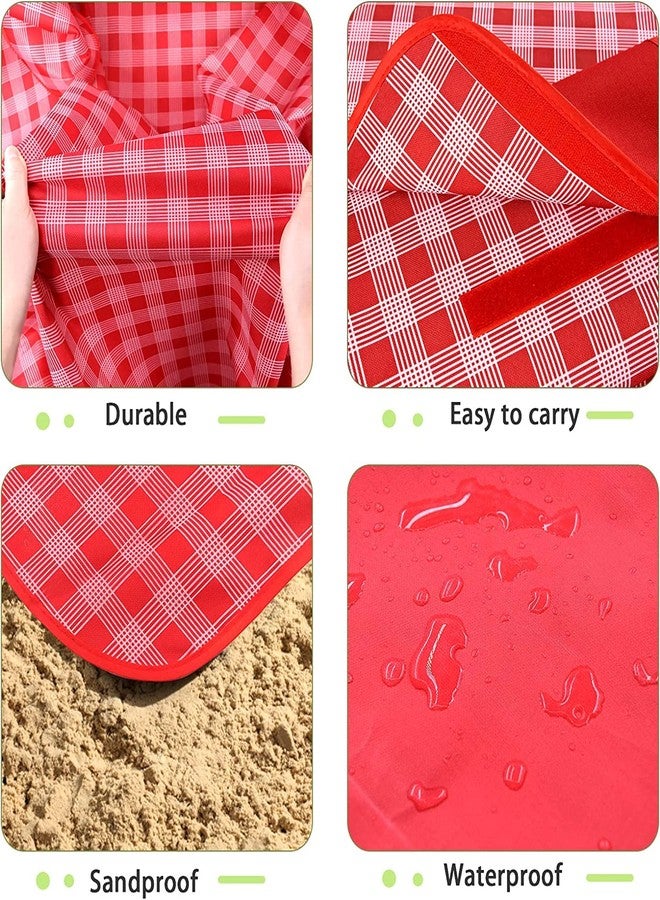 Afrodite Polyester Picnic Beach Camping Rectangular Blankets, Outdoor Picnic Mat For Family, Beach, Park, Travel, Camping, Hiking And Music Festivals With Bags(57" X 79") (Red) - Image 2