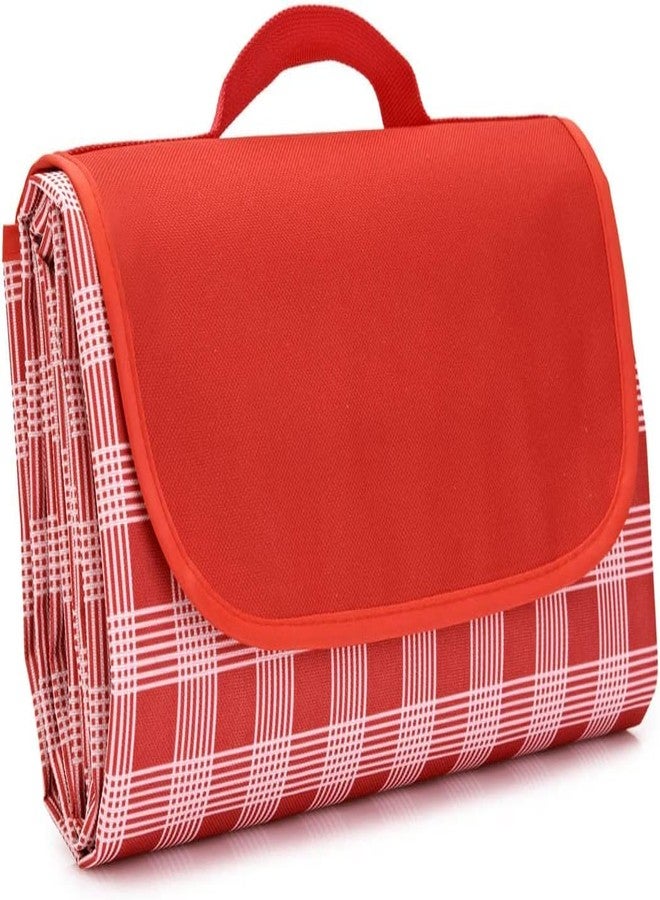 Afrodite Polyester Picnic Beach Camping Rectangular Blankets, Outdoor Picnic Mat For Family, Beach, Park, Travel, Camping, Hiking And Music Festivals With Bags(57" X 79") (Red) - Image 1