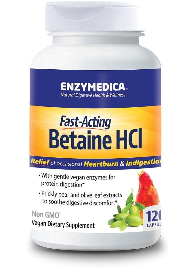 ENZYMEDICA Fast-Acting Betaine Hcl Heartburn & Indigestion Relief Formula  - Image 1