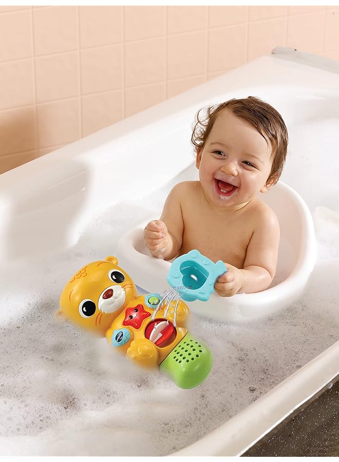 vtech Splashing Fun Otter Bath Toy For 1 Year Olds + Sensory Bathtub Toy With Lights Music & 3 Pouring Accessories 1 2 3 Years + English Version  - Image 3